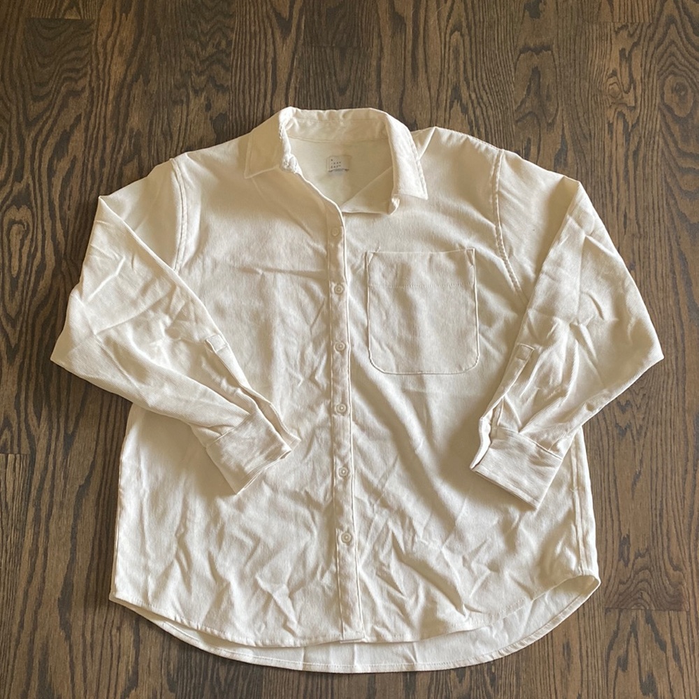 A New Day White Corduroy Button Down